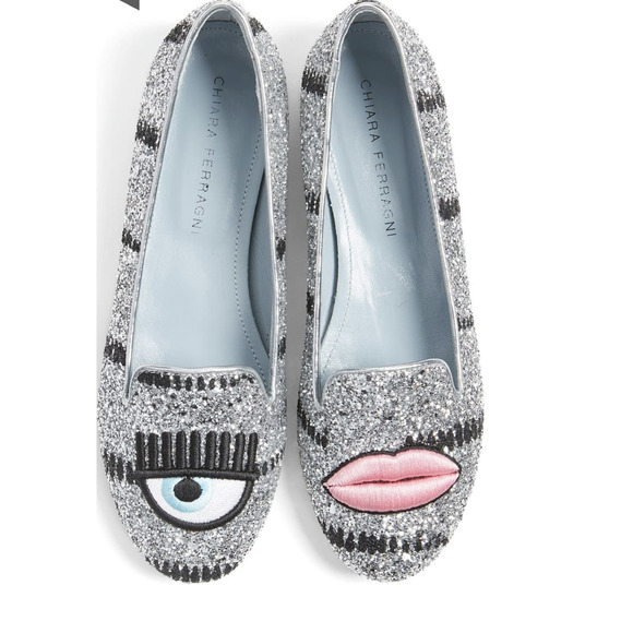 Chiara Ferragni Shoes - Chiara Ferragni Flirting Lips Glitter Loafers